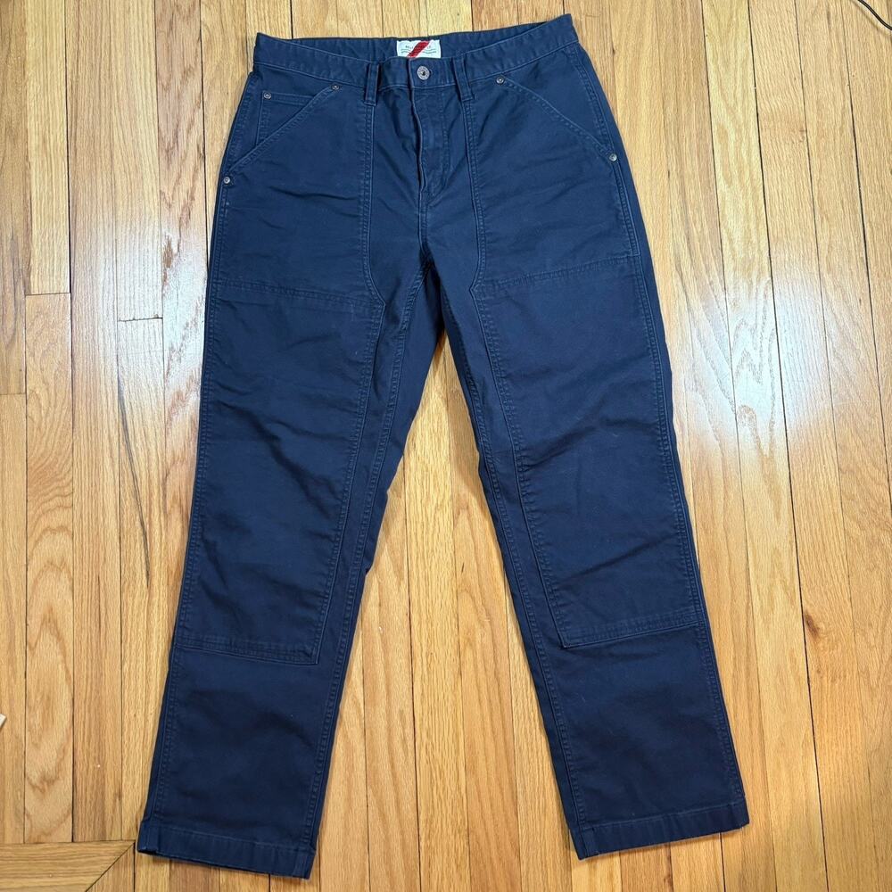Best Made Co Canvas Double Knee Work Pants Workwear Made In USA 33x30 Navy Blue